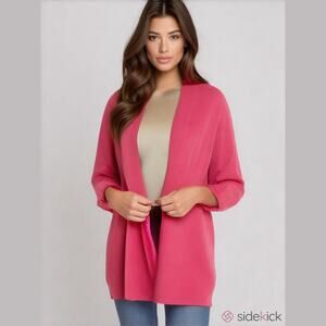 Talbots sz 2X open knit hot pink stretch cardigan sweater office teacher career